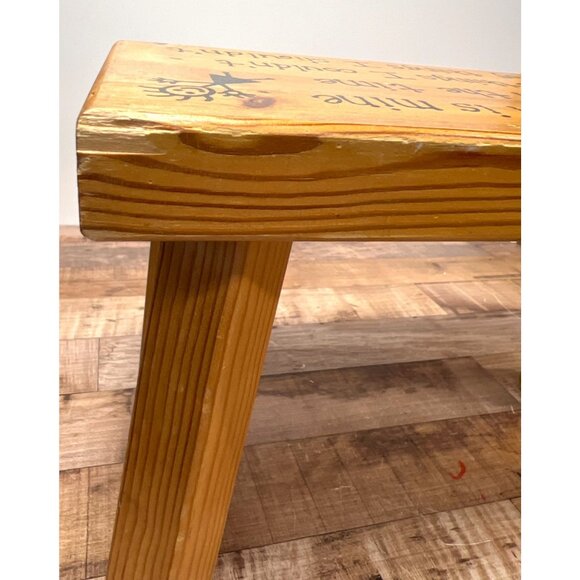 Handcrafted Wooden Step Stool With Humorous Inspirational Poem Decor - Picture 5 of 6